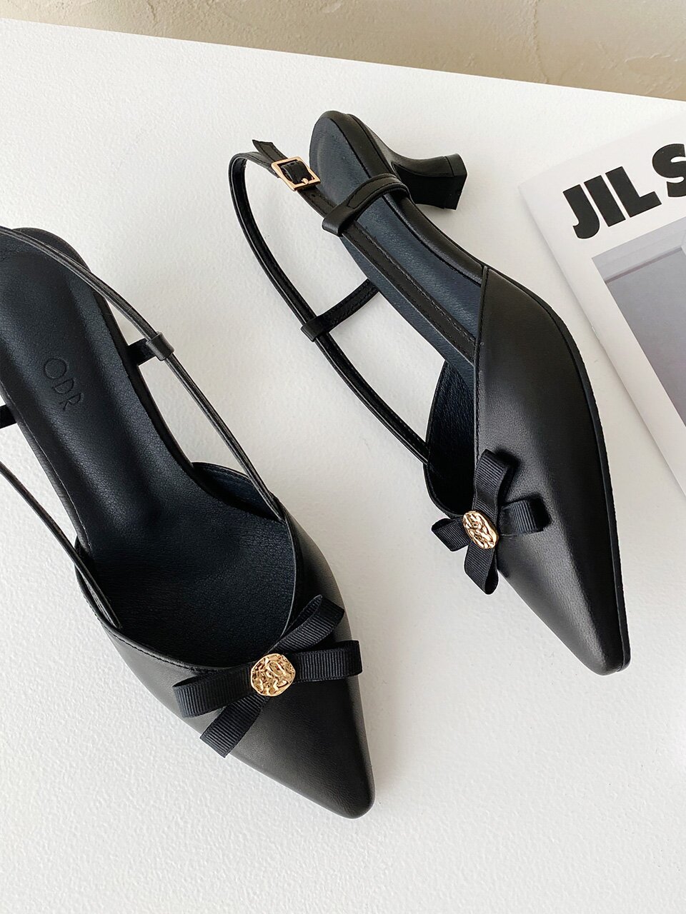 로제 슬링백 _Black 4/5/6/7cm ODRD24045