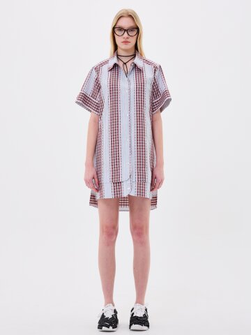 [분더가이스트] 레이어드 롱셔츠원피스 체크