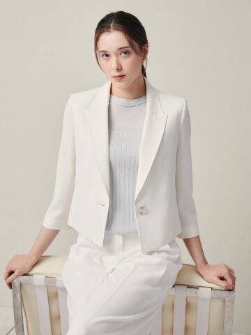 모던 크롭 썸머 테일러드 크롭 재킷 (WHITE)