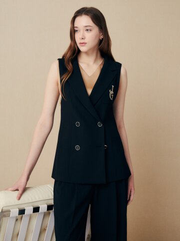 미니멀 라펠 더블 베스트 