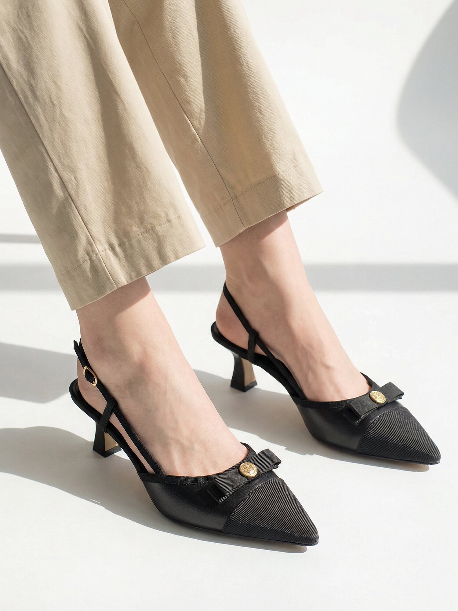 마르소 투톤 코인 슬링백힐 5cm