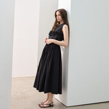 핀턱 코튼 플레어스커트