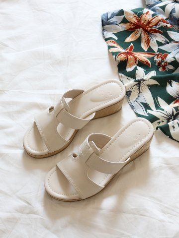 머랭고 천연소가죽 브리즈 웨지힐 슬리퍼 6cm M25M06L