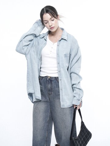 오버피트 워싱 데님셔츠 라이트/W251SH02LT