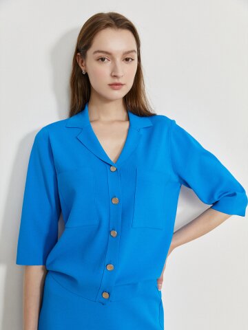 아웃 포켓 오픈 칼라 가디건 