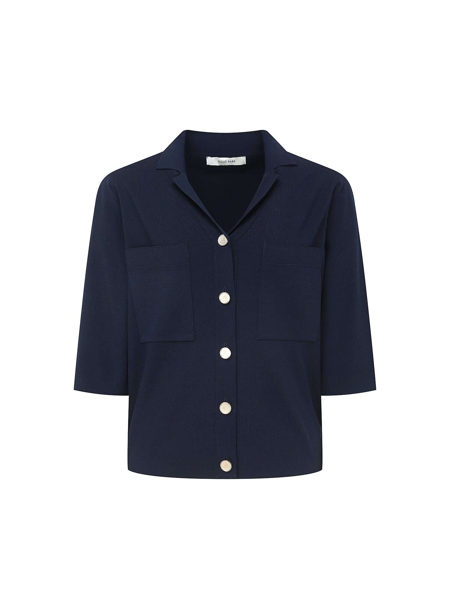 아웃 포켓 오픈 칼라 가디건 (NAVY)