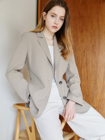린넨 벨티드 싱글 투버튼 재킷 