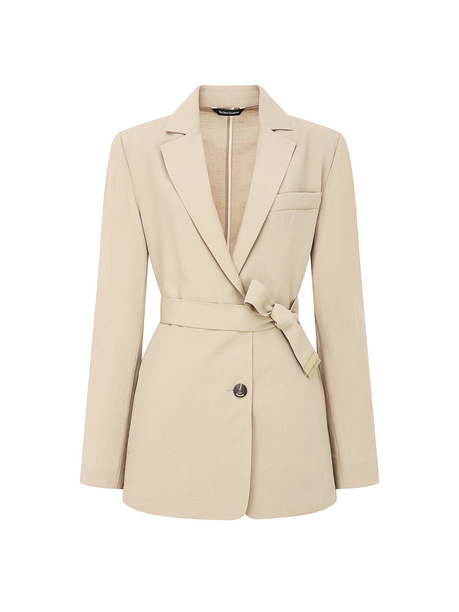 린넨 벨티드 싱글 투버튼 재킷 (BEIGE)