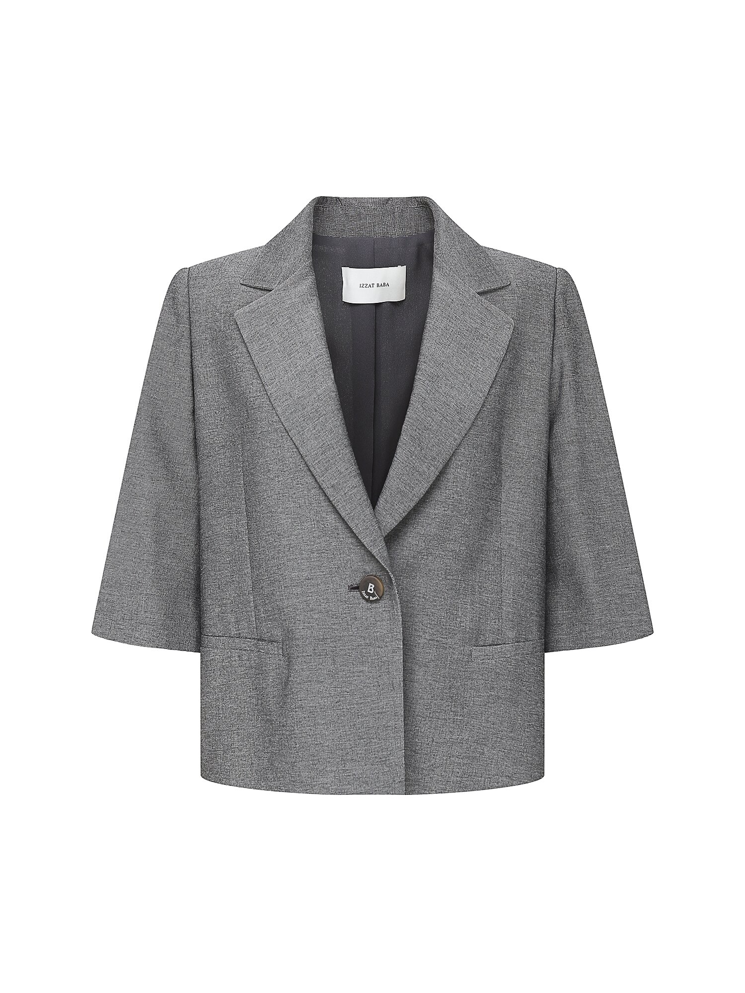 루즈핏 6부 슬리브 원버튼 재킷 (DARK GREY)