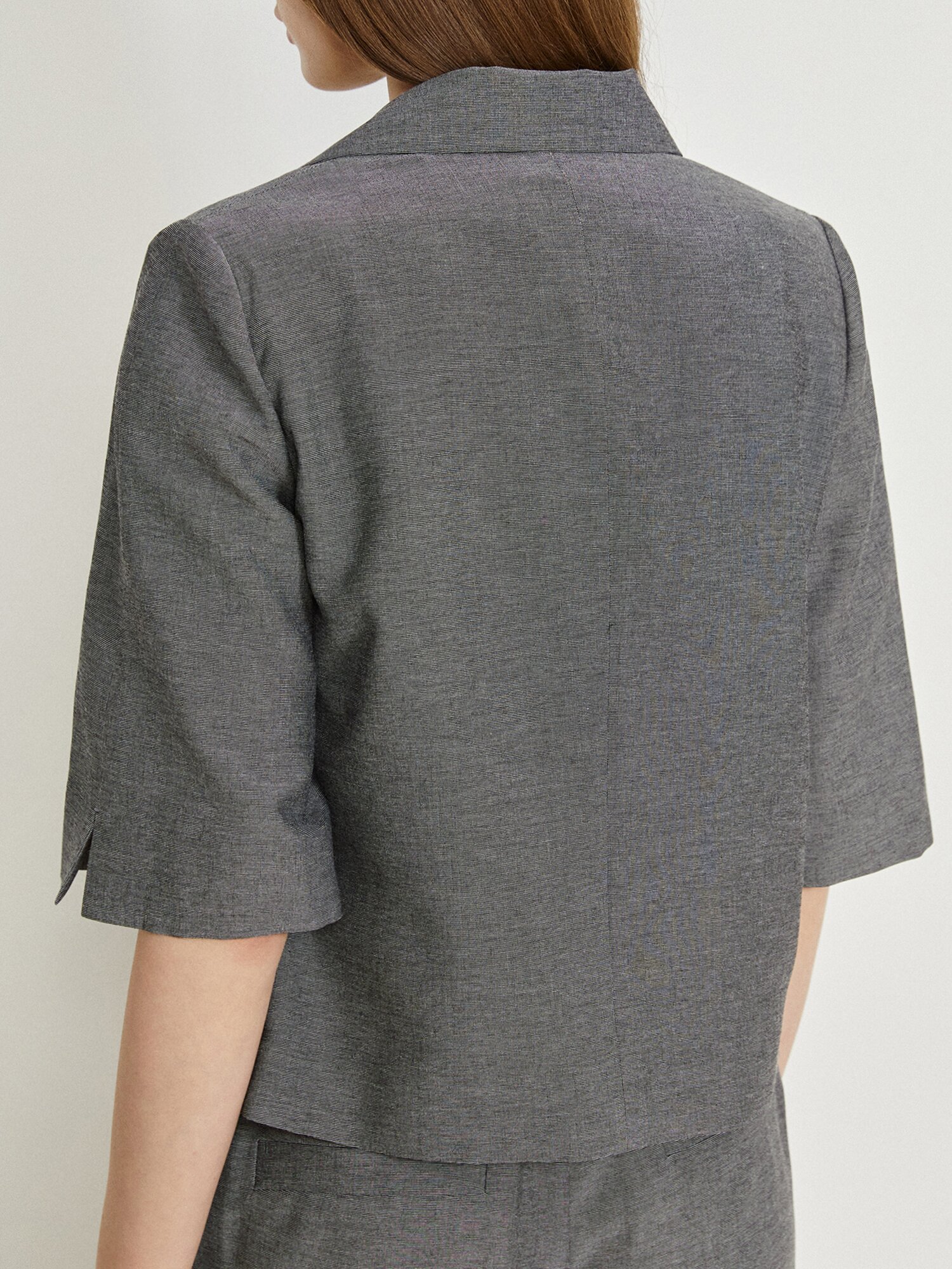 루즈핏 6부 슬리브 원버튼 재킷 (DARK GREY)