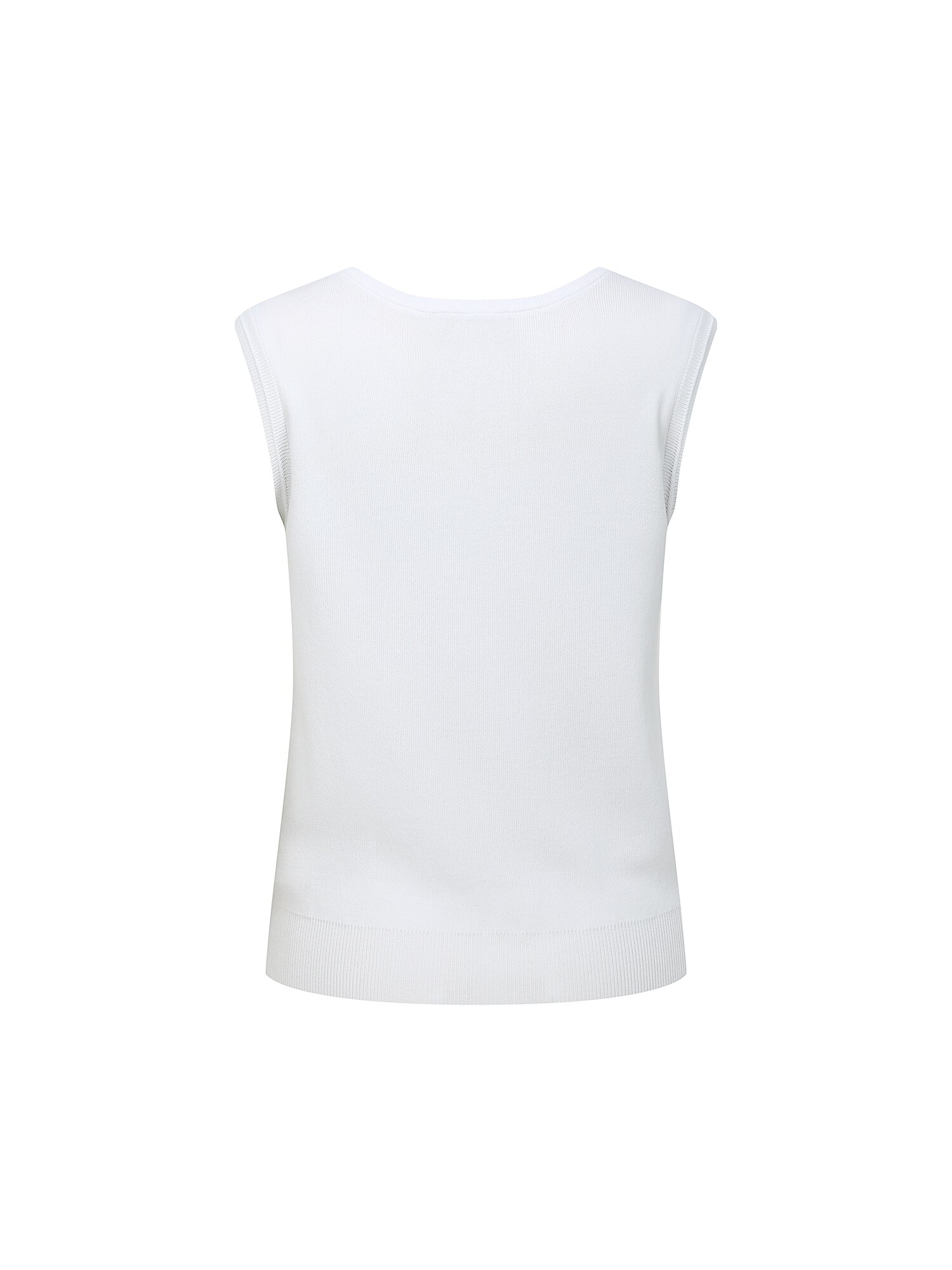 로고 자수 슬리브리스 니트 (IVORY)