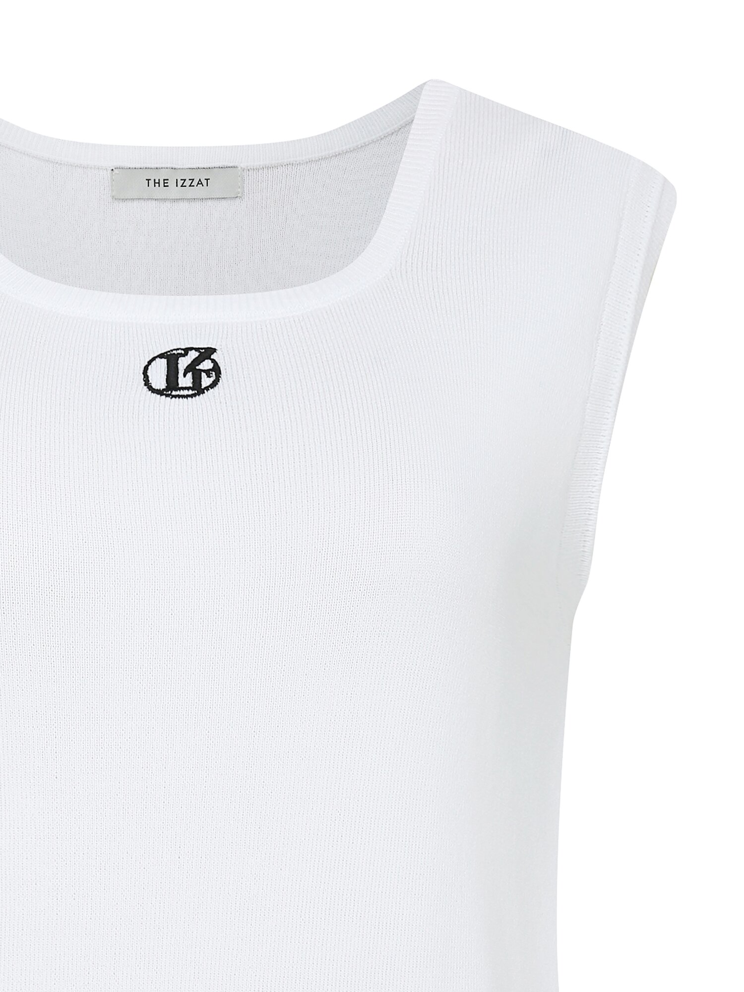 로고 자수 슬리브리스 니트 (IVORY)