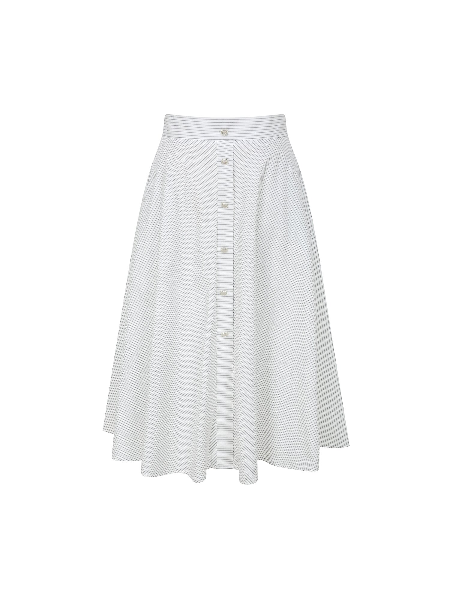 사선 버튼 장식 플레어 스커트 (WHITE)