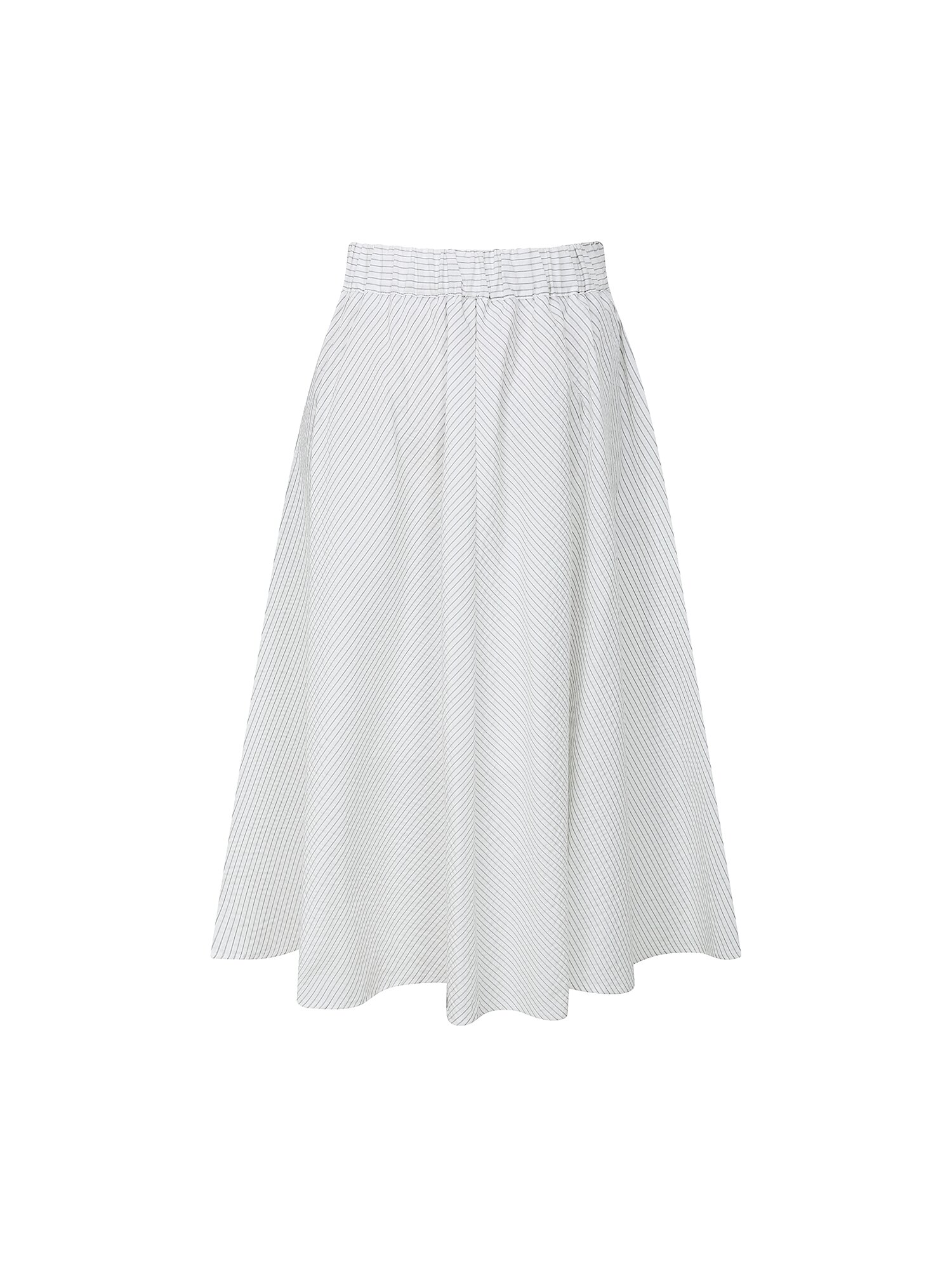 사선 버튼 장식 플레어 스커트 (WHITE)