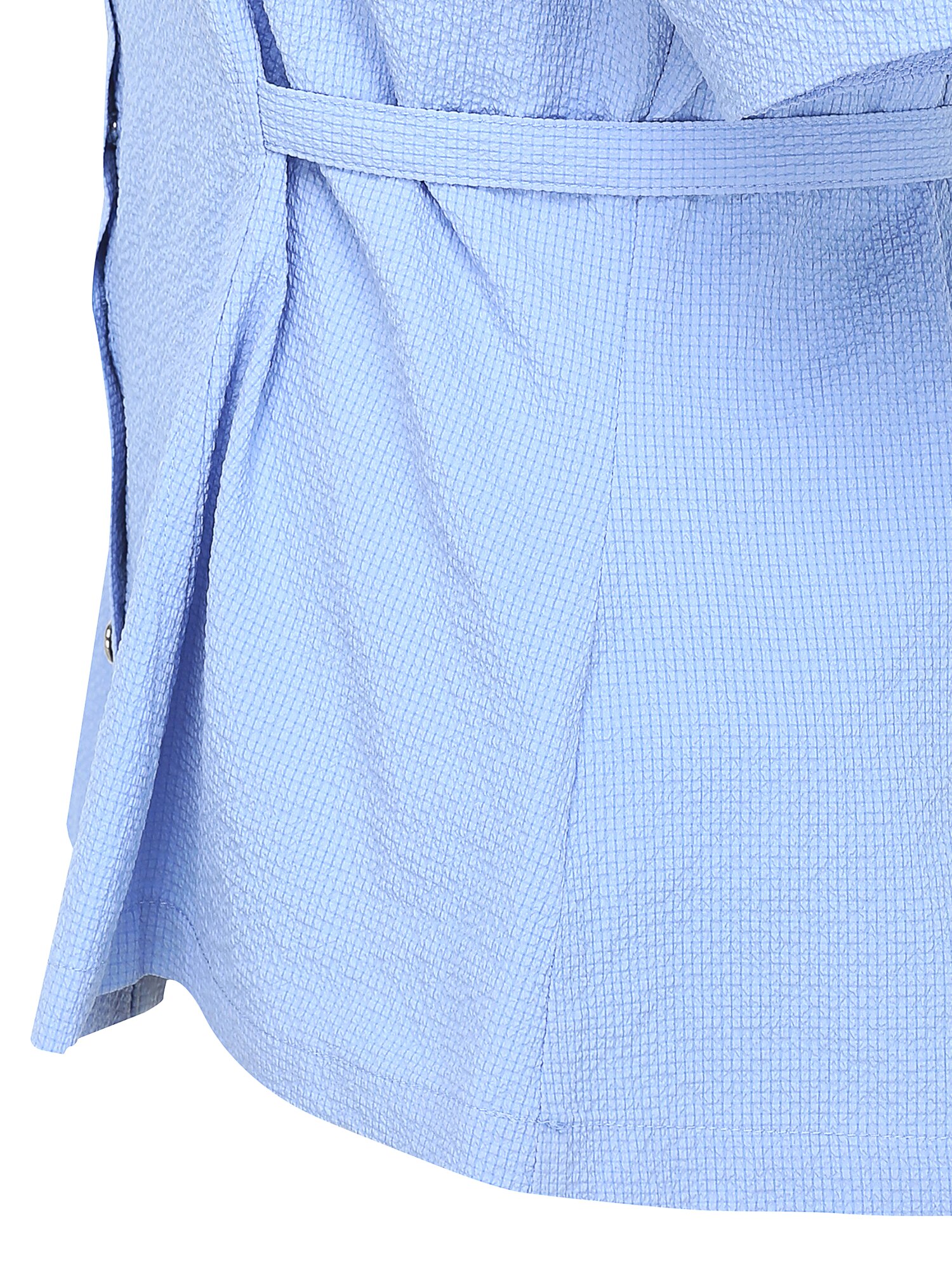 백 벨트 볼륨 슬리브 블라우스 (LIGHT BLUE)