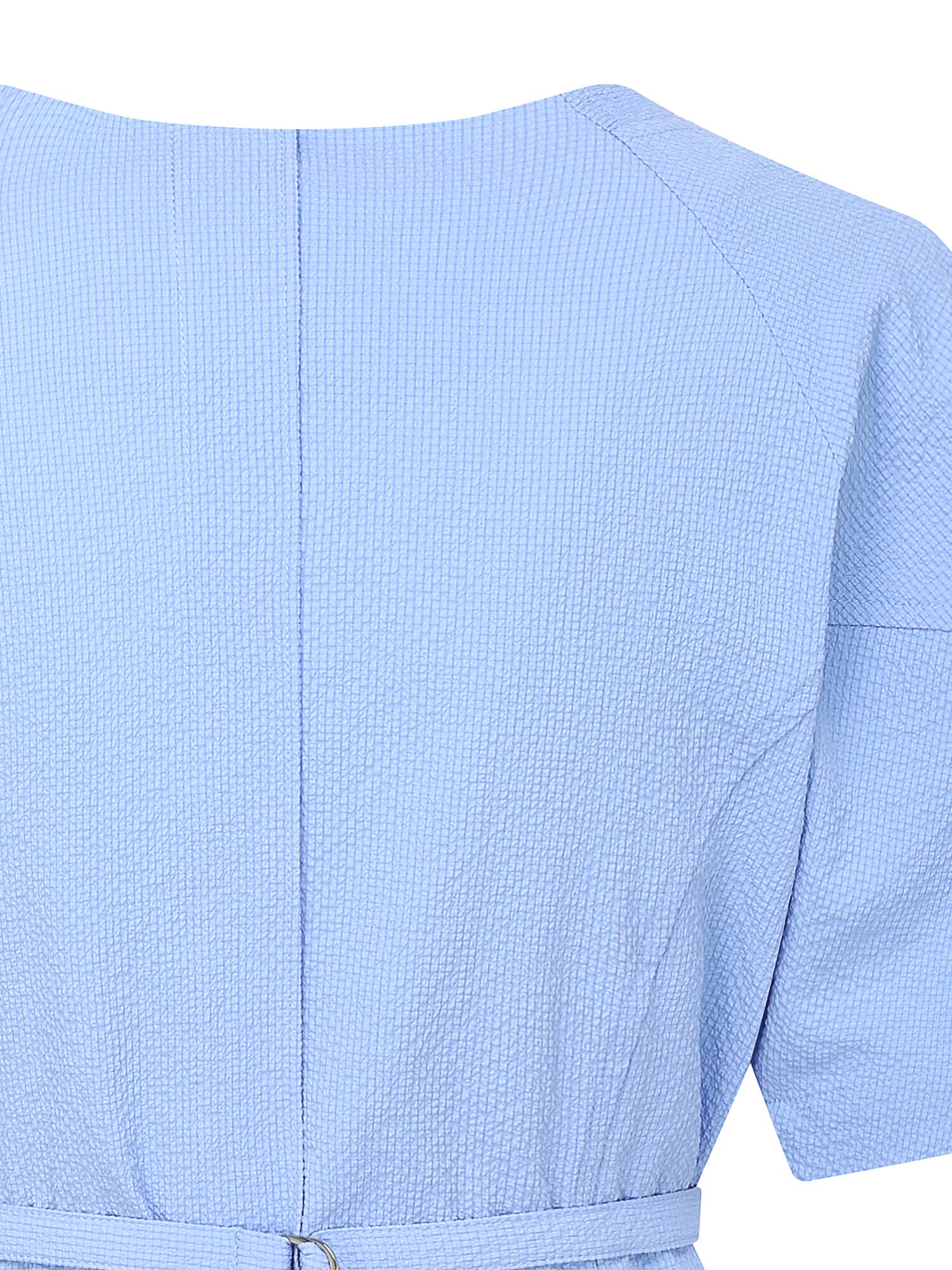 백 벨트 볼륨 슬리브 블라우스 (LIGHT BLUE)