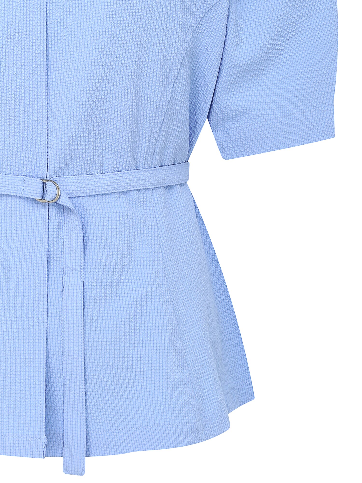 백 벨트 볼륨 슬리브 블라우스 (LIGHT BLUE)