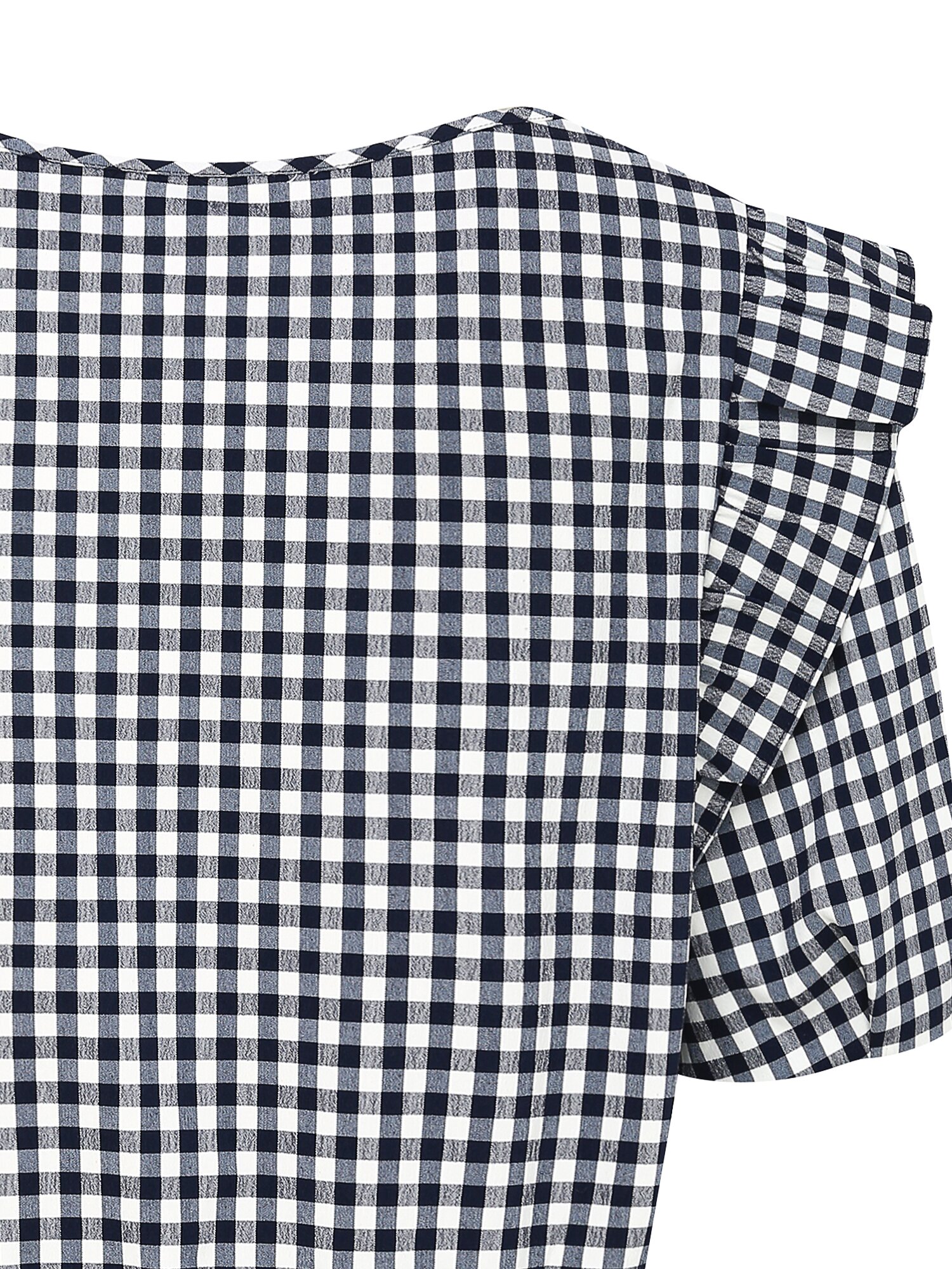 러플 스퀘어넥 크롭 블라우스 (CHECK NAVY)