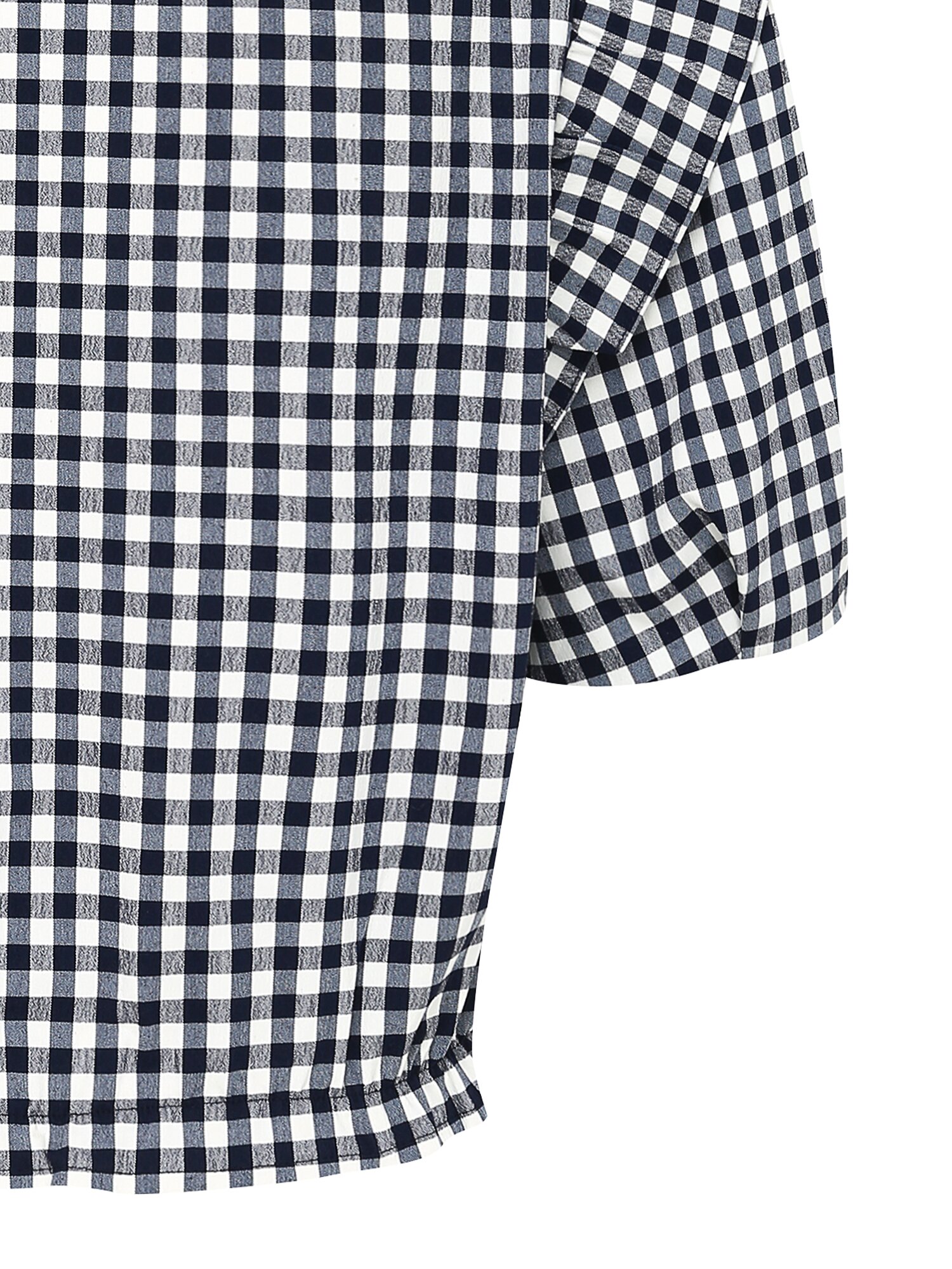 러플 스퀘어넥 크롭 블라우스 (CHECK NAVY)