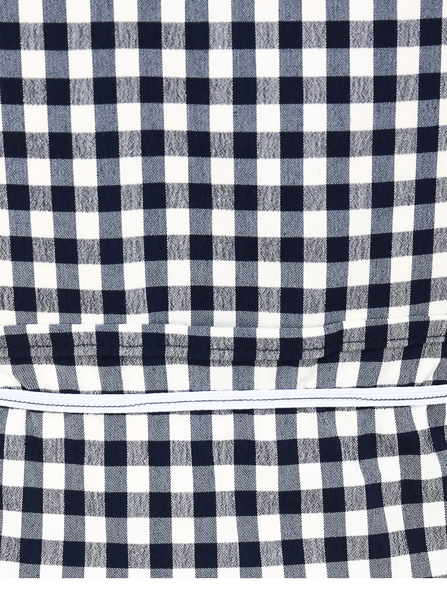 러플 스퀘어넥 크롭 블라우스 (CHECK NAVY)