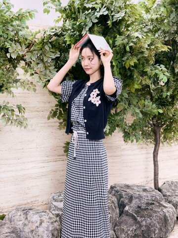 플라워 모티브 니트 베스트 