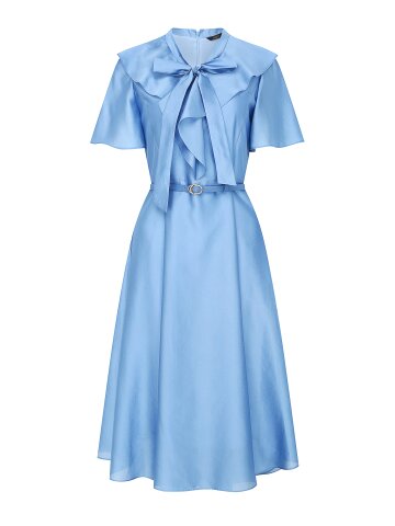 오간자 드레이프 러플 칼라 원피스 