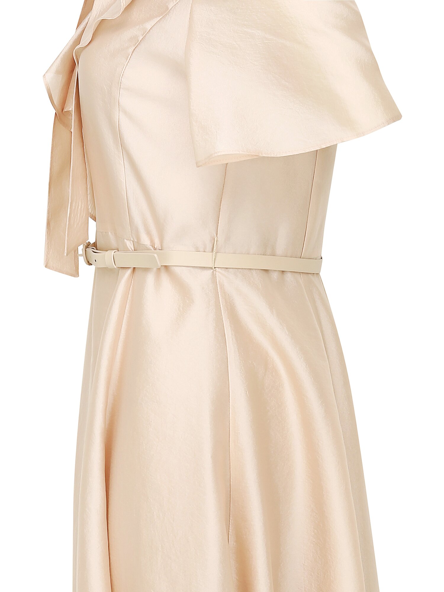 오간자 드레이프 러플 칼라 원피스 (BEIGE)