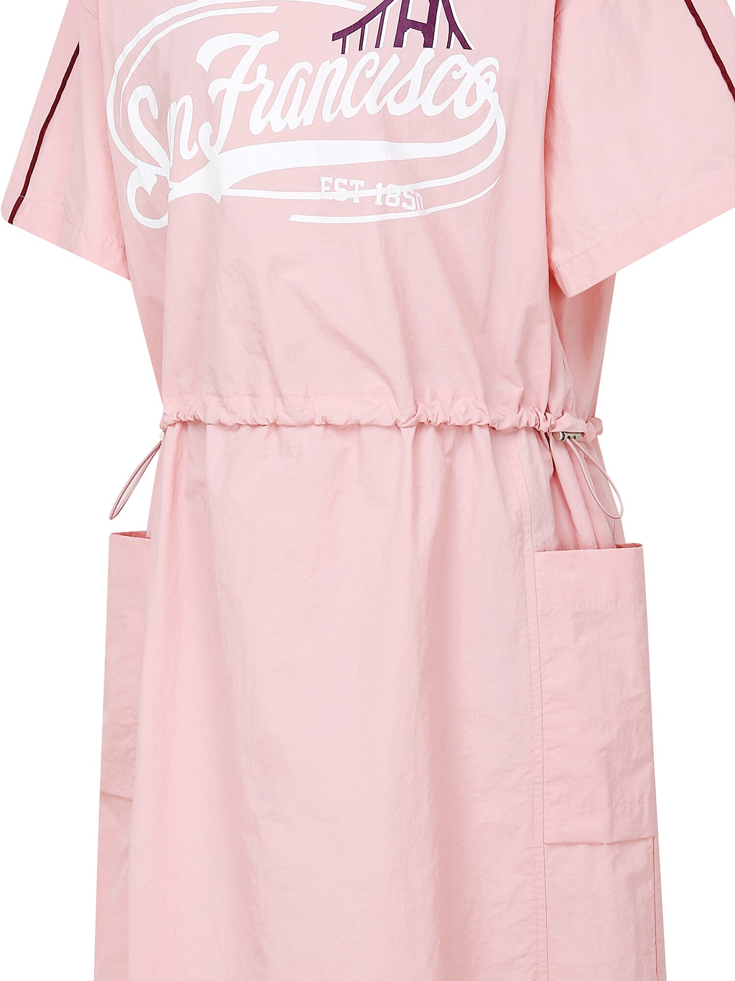 레터링 스트링 브이넥 원피스 (PINK)