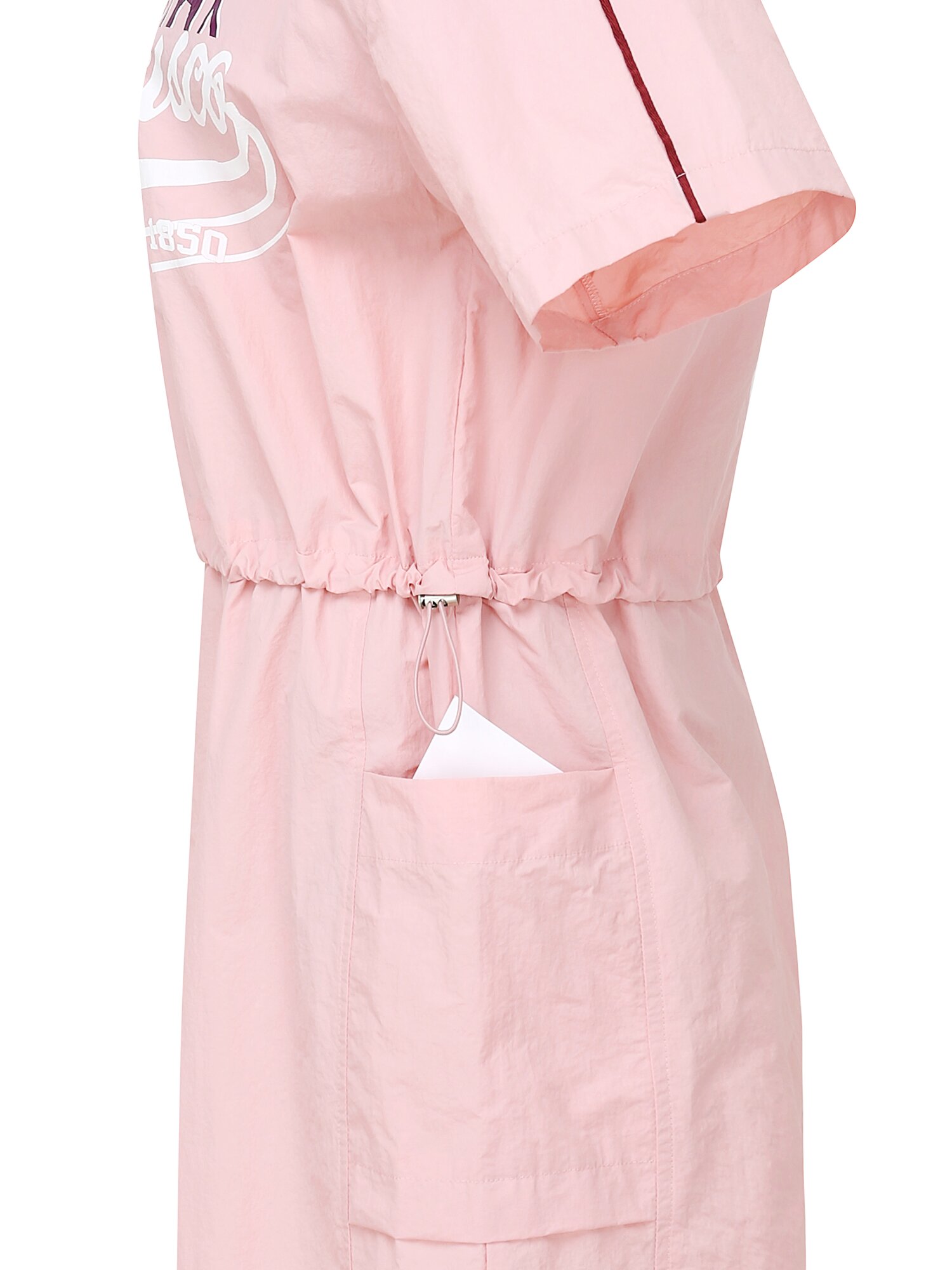 레터링 스트링 브이넥 원피스 (PINK)