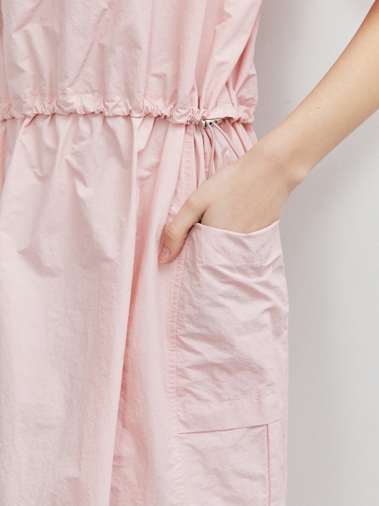 레터링 스트링 브이넥 원피스 (PINK)