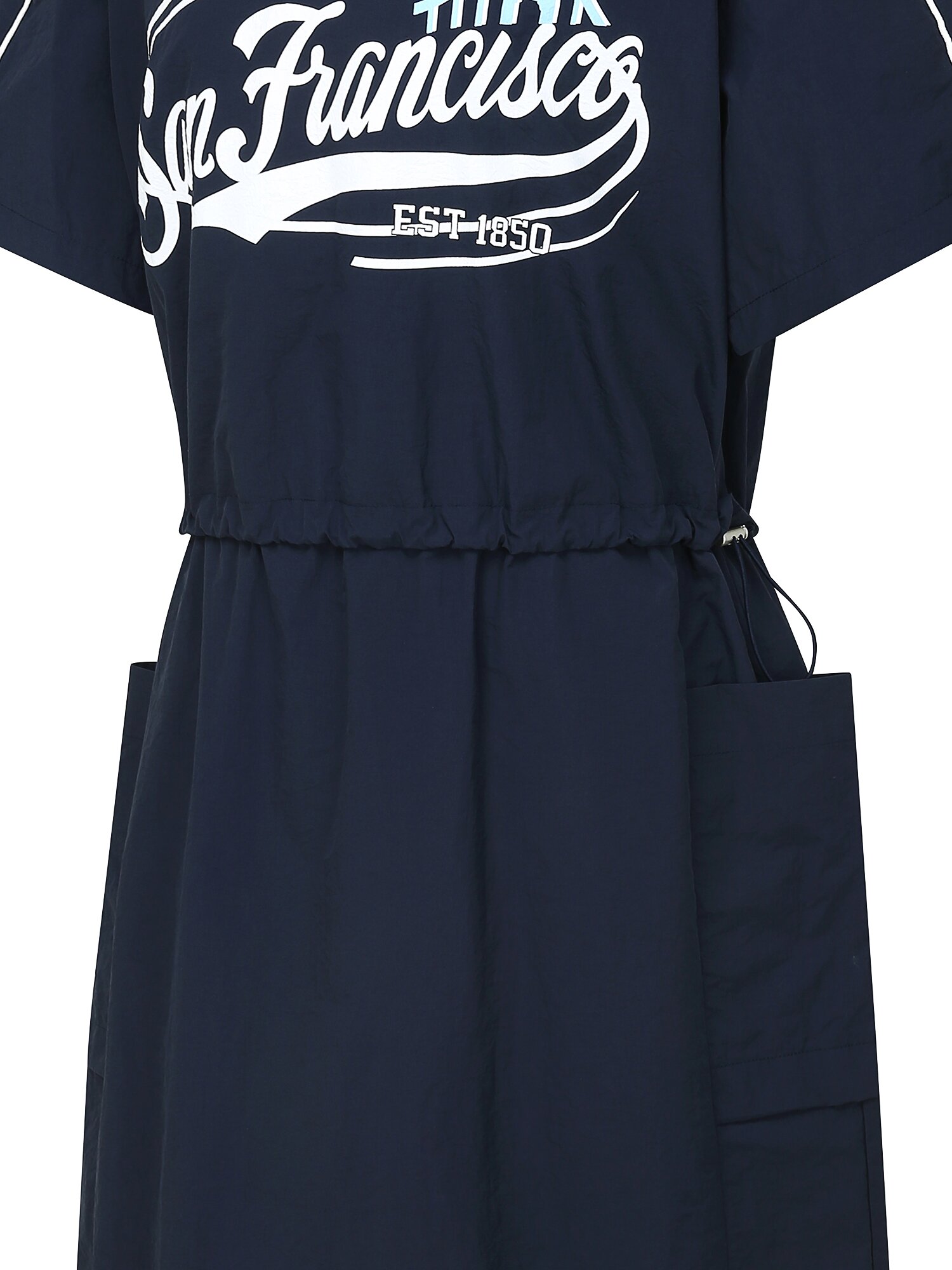 레터링 스트링 브이넥 원피스 (DARK NAVY)