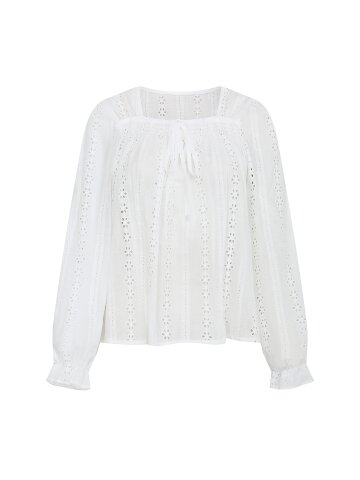 아일렛 리본 스퀘어넥 블라우스 