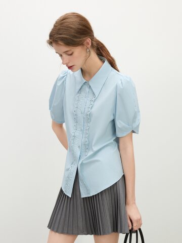 WD_Embroidery puff sleeve shirt_2color