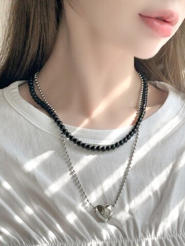 목걸이 검정 구슬 네크리스 데일리 심플 비즈 볼 목걸이 LEAR013