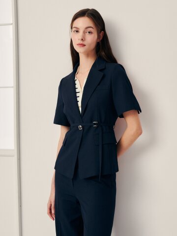 슬림핏 하프 슬리브 원버튼 재킷 