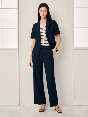 버클 장식 와이드 팬츠 