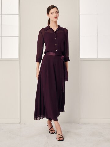 시폰 백 밴딩 퀼로트 팬츠 