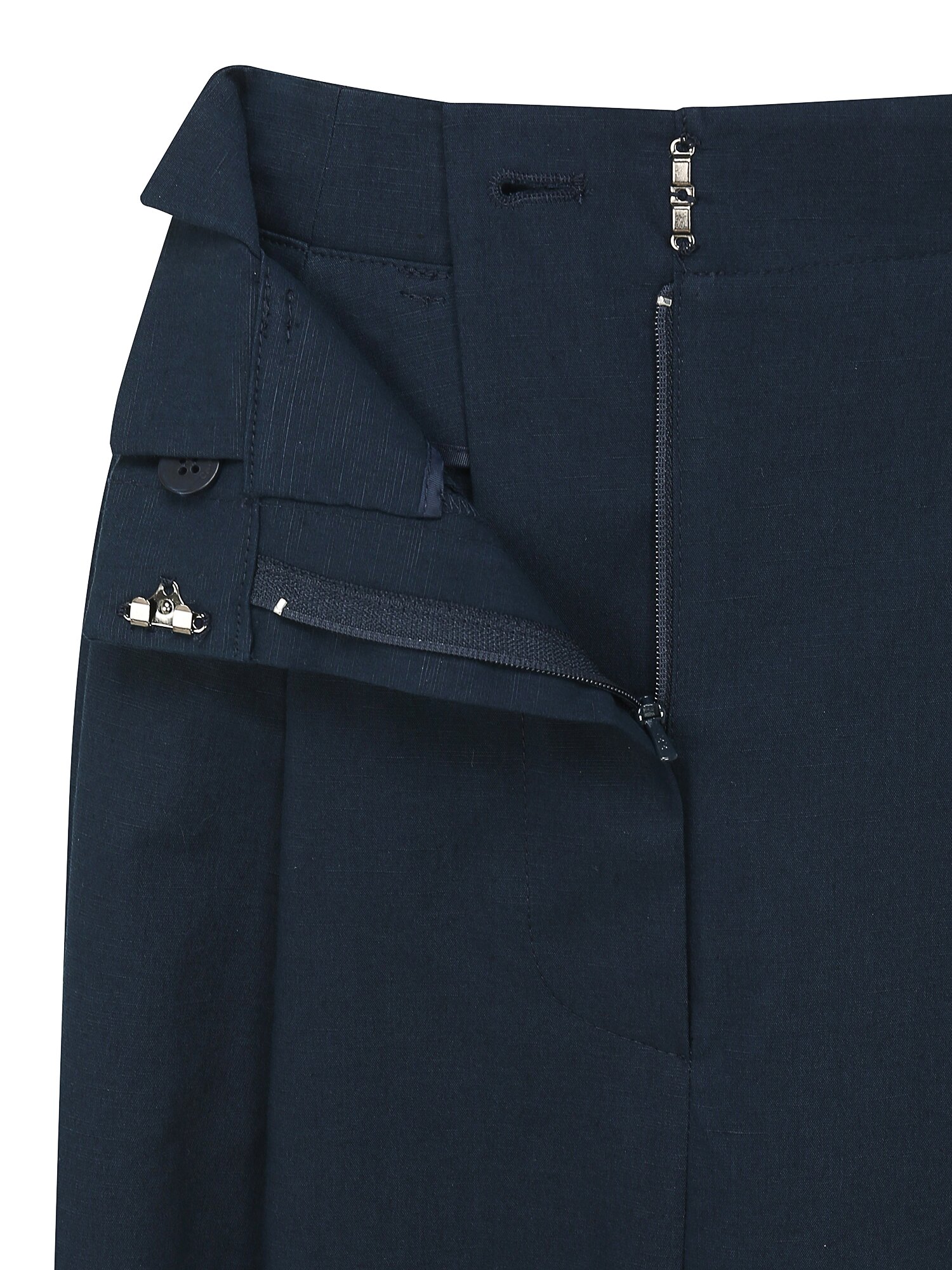 린넨 벨티드 투턱 와이드 팬츠 (NAVY)