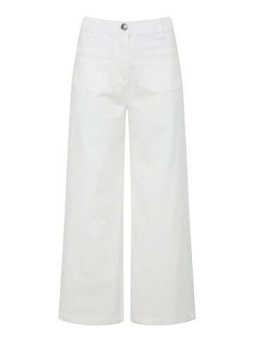 자수 포켓 백 밴딩 와이드 데님 팬츠 