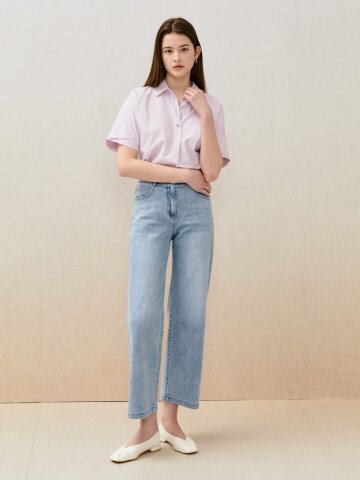 워싱 인밴딩 일자핏 데님 팬츠 