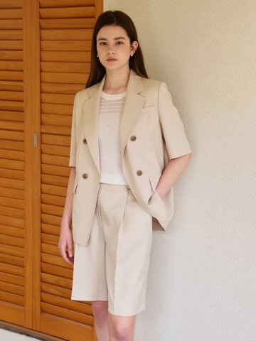 더블 버튼 하프 슬리브 재킷 