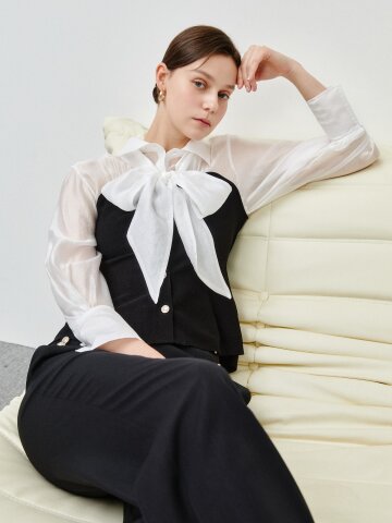 페미닌 무드 배색 가디건 세트 