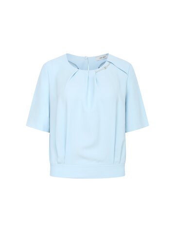 메탈 장식 백 밴딩 블라우스 (LIGHT BLUE)