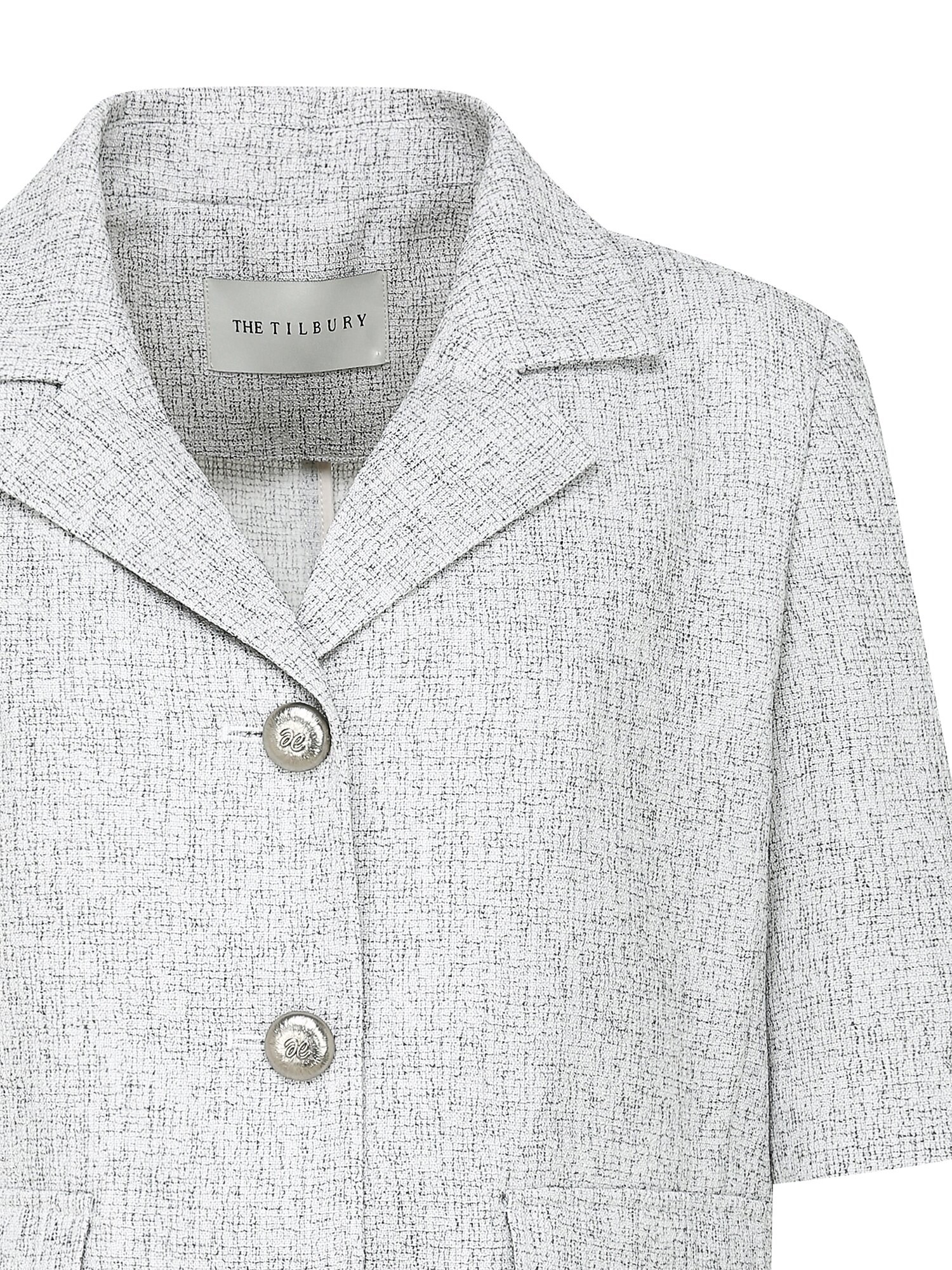 트위드 오픈 칼라 싱글 재킷 (WHITE)