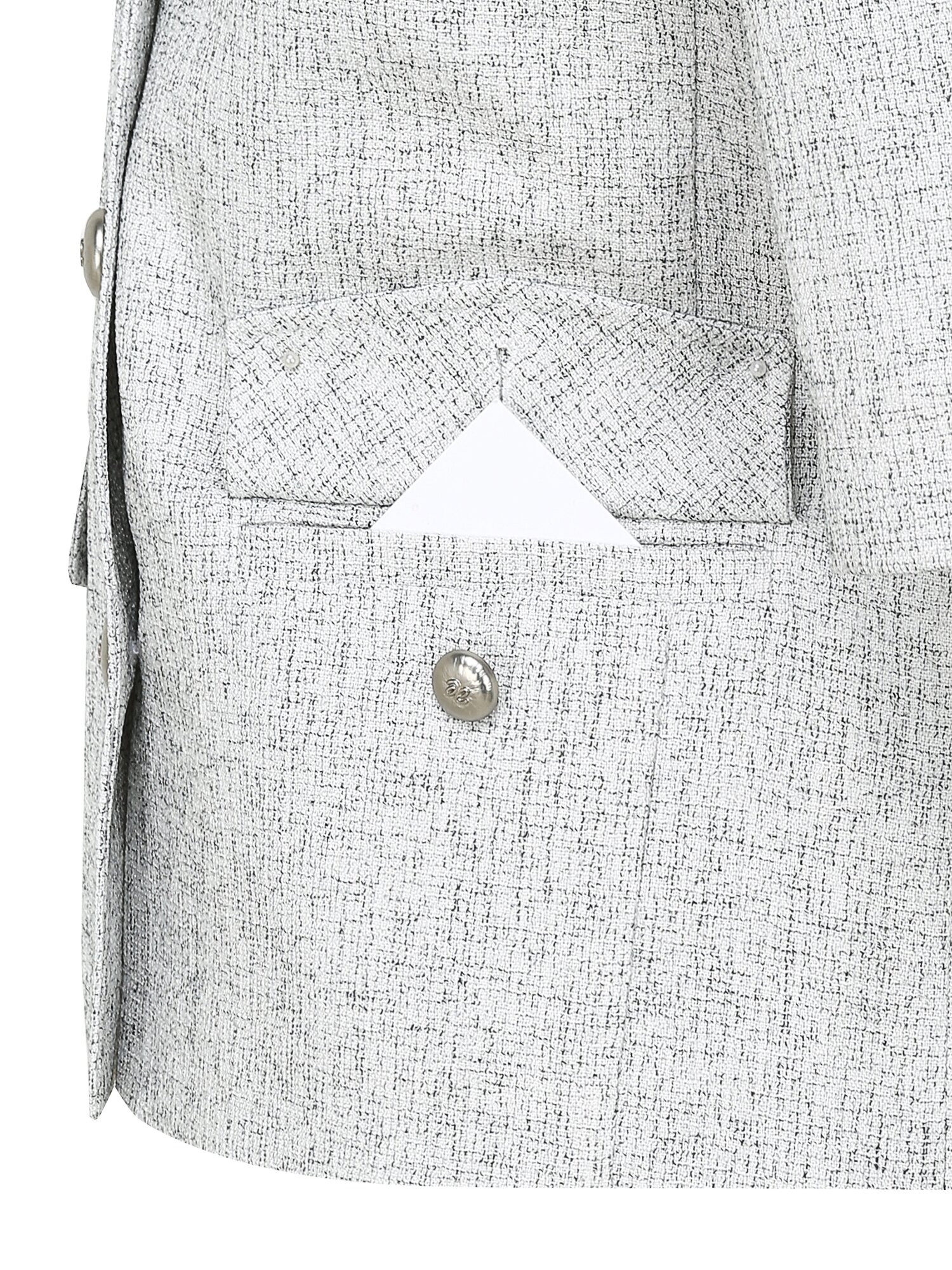 트위드 오픈 칼라 싱글 재킷 (WHITE)