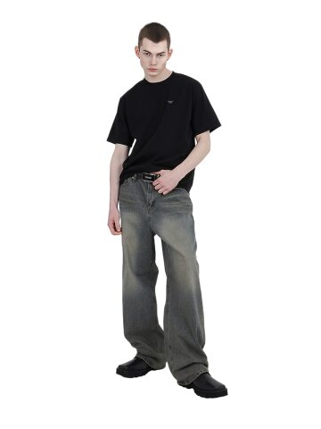 브러쉬 워시드 와이드피트 데님 팬츠/M251PT01BL