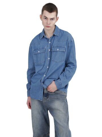 노르딕 웨스턴 데님 셔츠 미드블루/M251TP01BL