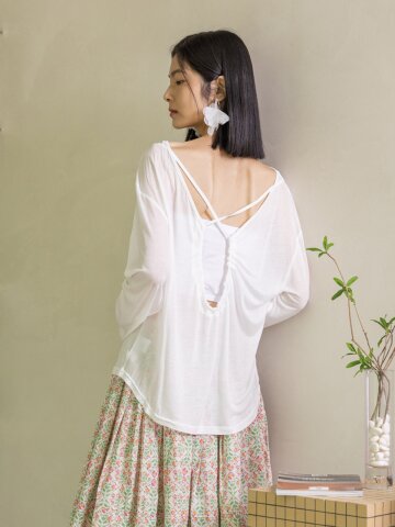LS_Backless long sleeve blouse_2color
