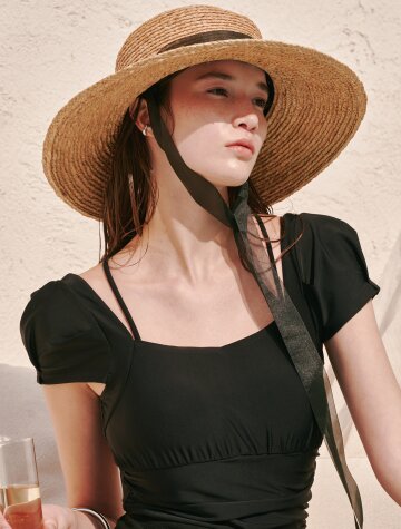 라피아 플로피햇  블랙시스루