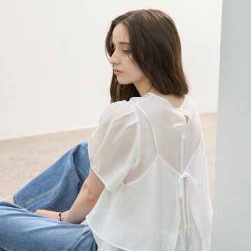 텐셀 하프 뷔스티에 블라우스세트